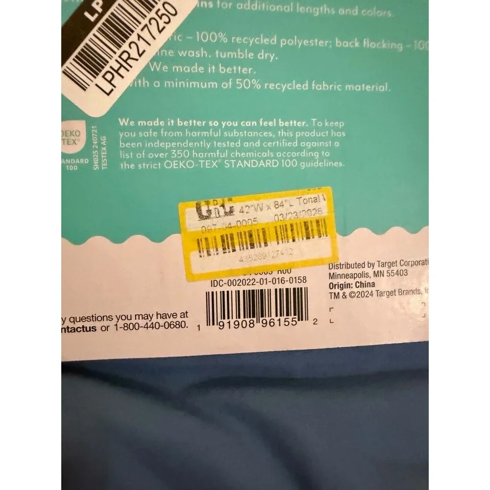 Pillowfort Blue Tonal Blackout Kids Window Curtain Panel 42x84 New